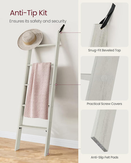 VASAGLE Blanket Ladder Decorative Farmhouse for The Living Room, 5-Tier Ladder Shelf, Ladder Rack for Storage and Decor, Honey Brown ULLS018K41
