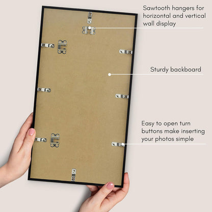 Americanflat 24x36 Poster Frame with Polished Plexiglass - Streamline Collection - Thin Border Picture Frame for Wall Display - Hanging Hardware Included - Black - Colors C