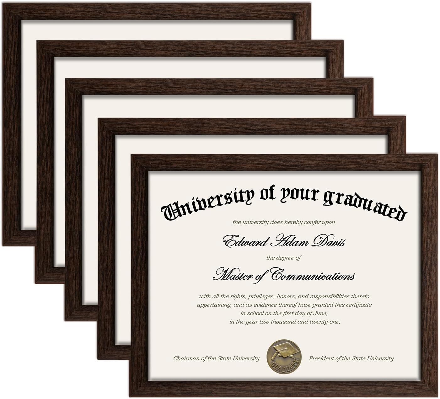 upsimples Certificate Frame with High Definition Glass, 8.5 by 11 Picture Diploma Document Frames for Wall and Tabletop, Black 5 Pack