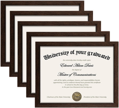 upsimples Certificate Frame with High Definition Glass, 8.5 by 11 Picture Diploma Document Frames for Wall and Tabletop, Black 5 Pack
