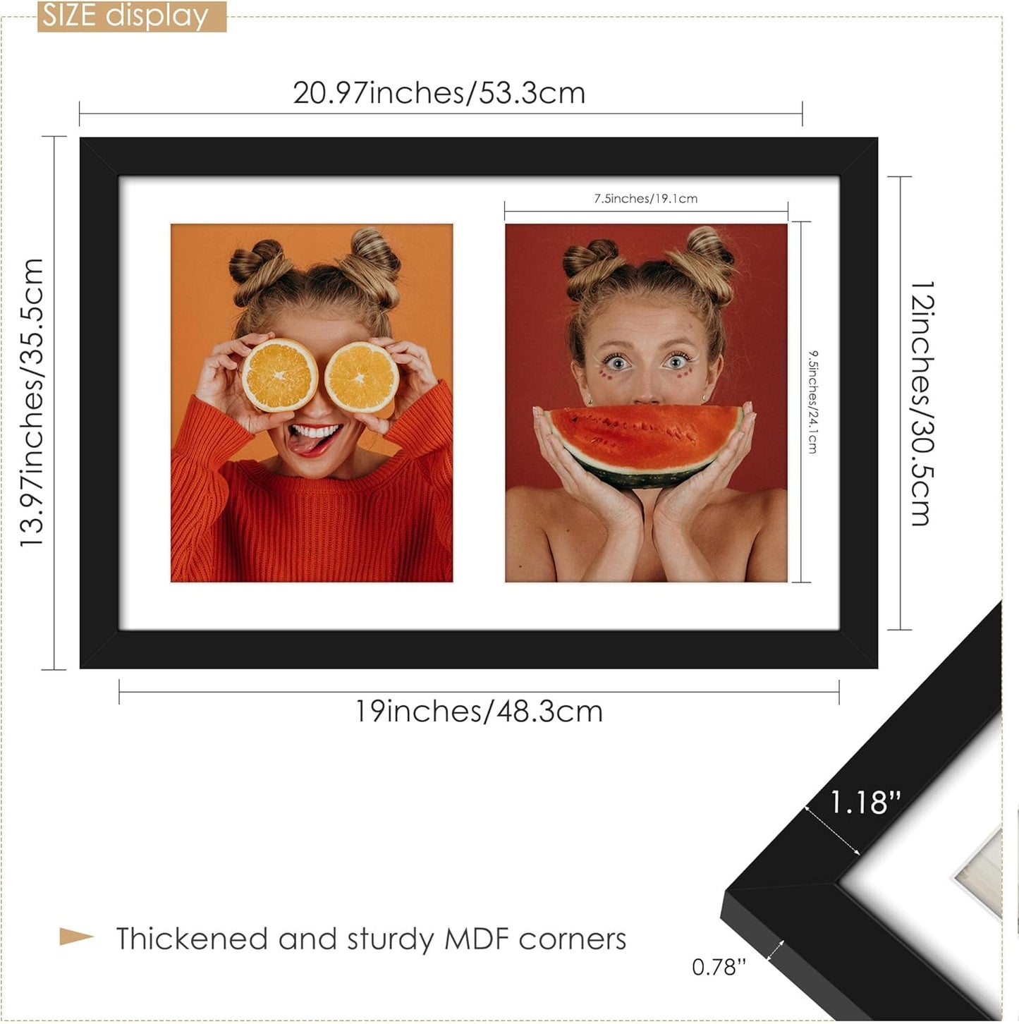 DUENPY 14x26 Collage Picture Frame 4x6 Collage Picture Frame Displays Twelve 4x6 inch Photos Available Horizontal Wall Mounting Display and Vertical Black - Colors B
