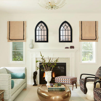 ZEXUIRU 4 Set. Rustic Wall Mirrors for Bedroom Bathroom Living Room Entryway Wood Farmhouse Square Easy to Hang Framed Decorative Accent Hanging Wall-Mounted Mirror Set for Living Room - Black