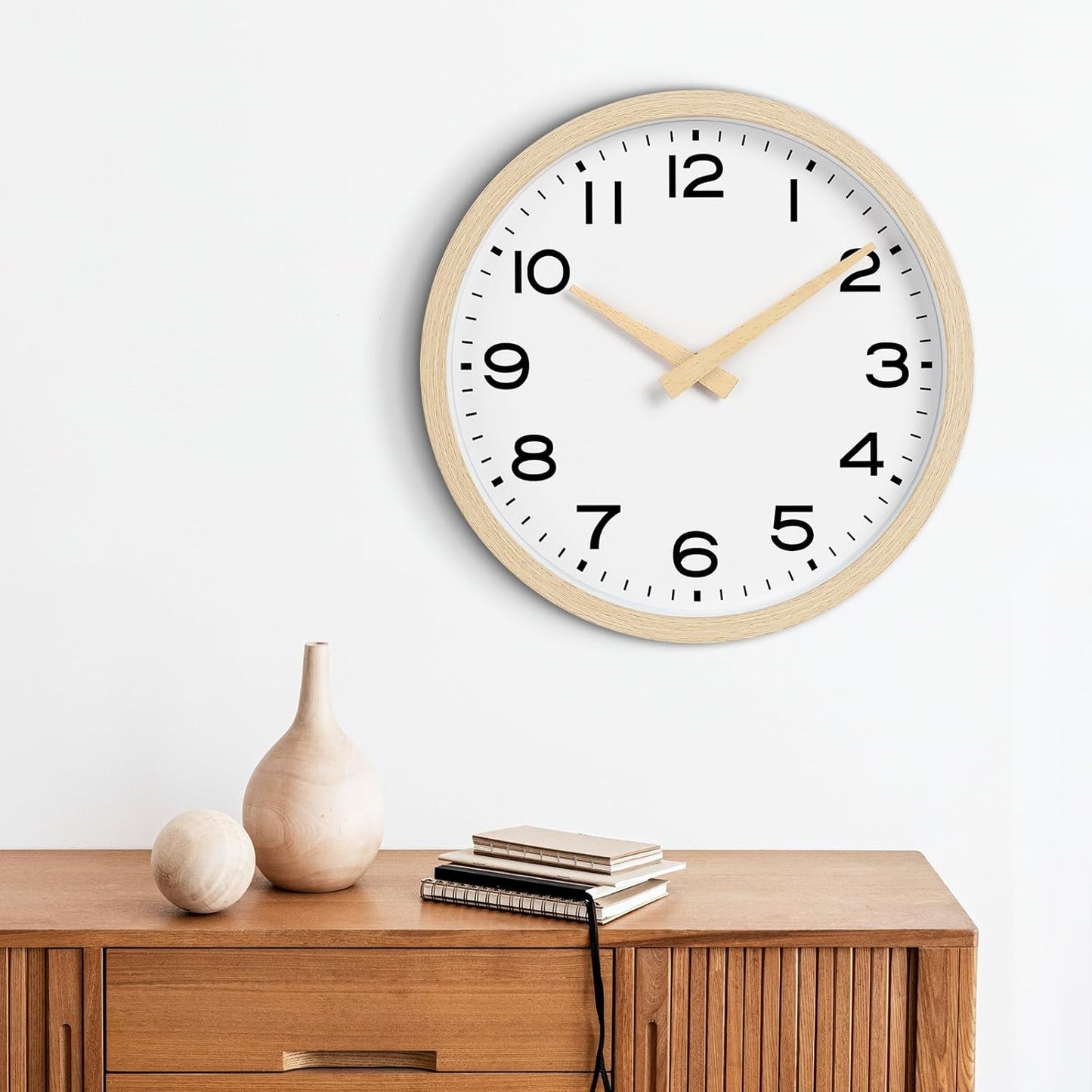 AKCISOT Wall Clock, Modern Small Wall Clocks Battery Operated 8 Inch, Silent Non-Ticking Analog Classic for Office, Home, Bathroom, Kitchen, Bedroom, School(Black)