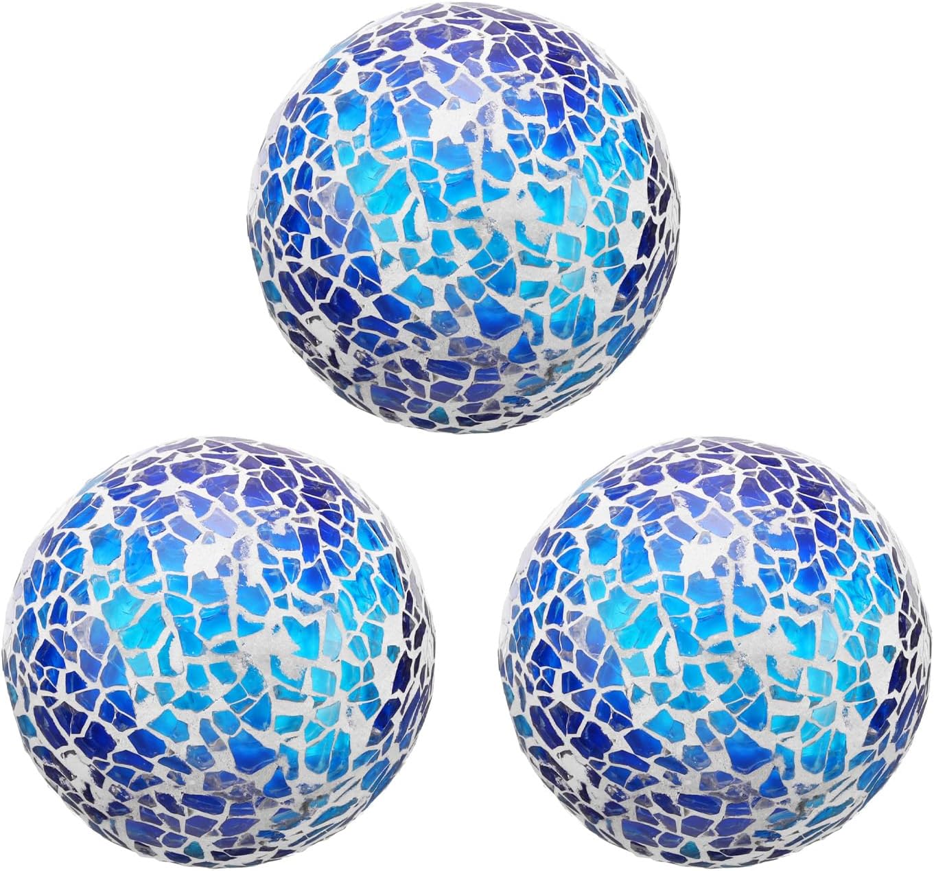 uxcell 3Pcs Decorative Glass Balls 2.36 Inch Orbs Centerpiece Balls Mosaic Glass Ball Sphere for Decor Bowls Vases Dining Table Party, Dark Blue