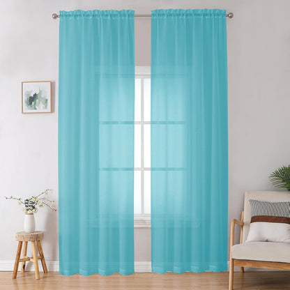 OWENIE Sheer Curtains 84 inches Long 2 Panels Set for Living Room/Bedroom, Rod Pocket Voile Sheer Panel Drapes, White, 2pcs, Each 42" W x 84" L - Colors A