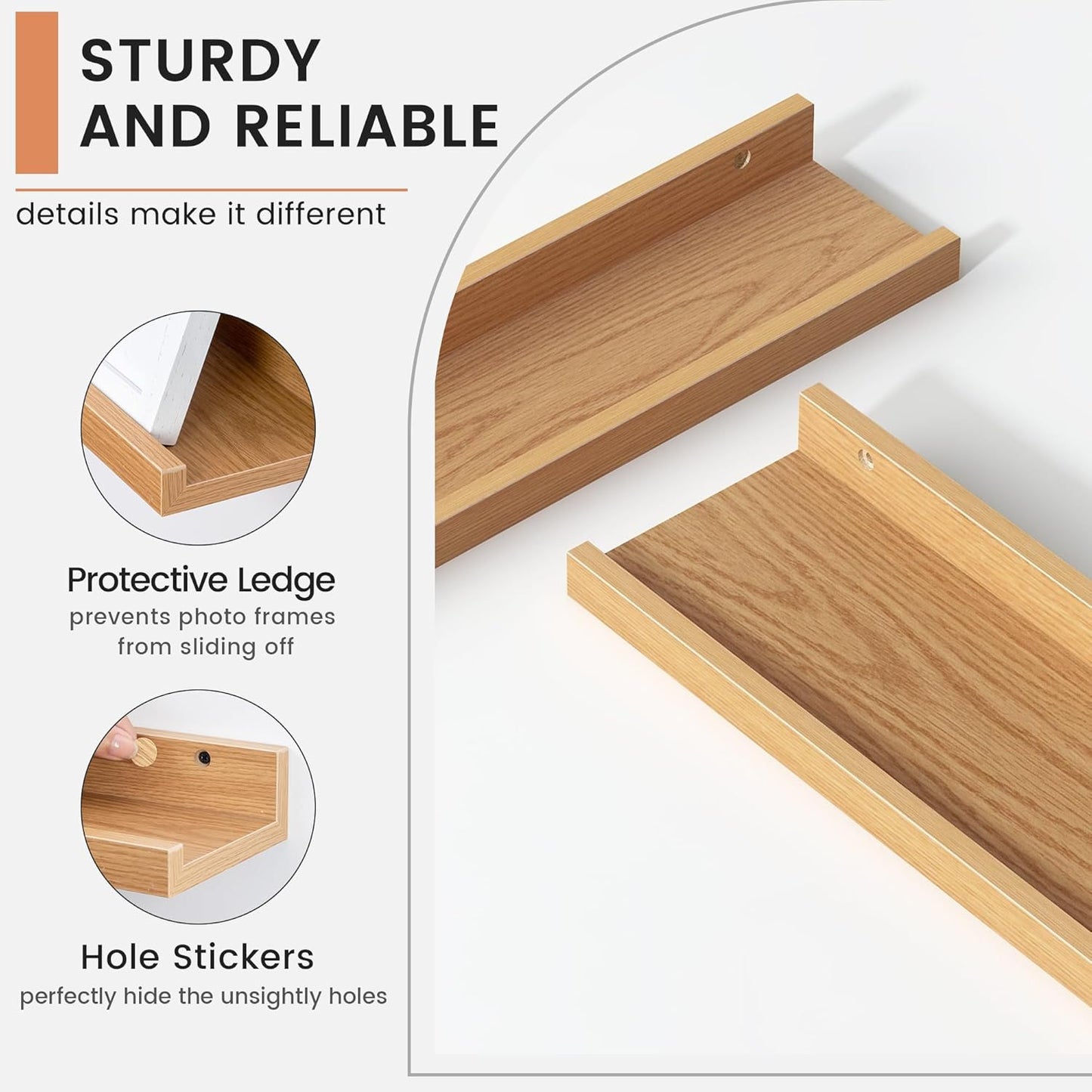 FLYJOE Floating Picture Ledge Shelves for Wall Set of 4, 48 Inch Wall Shelves with Lip Long Large Nursery Book Shelf for Toys Storage Kids Bookshelf Wall Mounted Living Room Bedroom Decor Frames