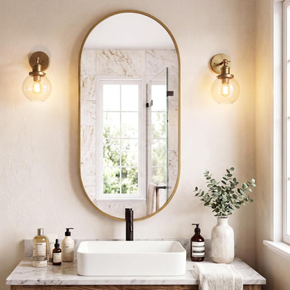 Sweetcrispy 20"x30" Arched Gold Bathroom Mirrors for Wall, Bathroom Mirrors for Over Sink, Metal Framed with HD Shatter-Proof Glass for Entryway, Living Room, Bedroom