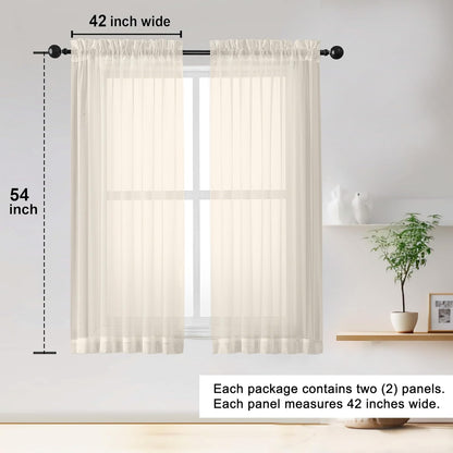 OWENIE Sheer Curtains 84 inches Long 2 Panels Set for Living Room/Bedroom, Rod Pocket Voile Sheer Panel Drapes, White, 2pcs, Each 42" W x 84" L - Colors B