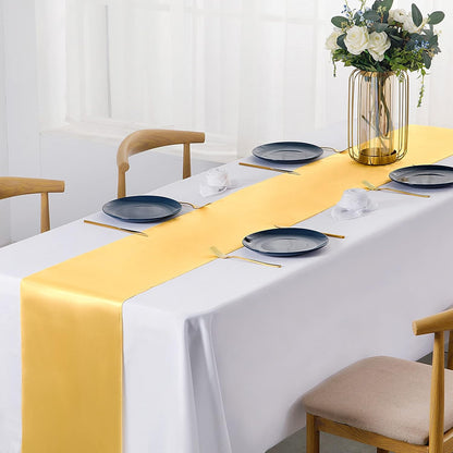 SiinvdaBZX 4 Pcs Royal Blue Satin Table Runner 12 x 108 inches Long, Bright Smooth Satin Wedding Table Runner Decorations for Birthday Parties, Buffet, Banquets, Graduations, Engagements