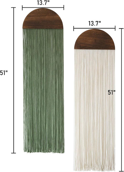 Flber 2 Pcs Macrame Wall Hanging Boho Wall Decor Handmade Macrame Art Tapestry Wedding Macrame Backdrop 13.7" W x 51" L For Living room Bedroom Headboard Decor