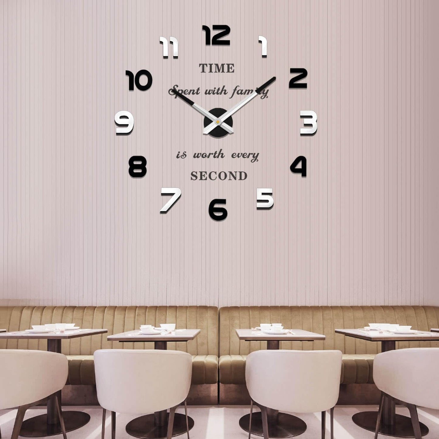 VANGOLD Large Wall Clocks for Living Room Decor, Decorative Wall Clocks Battery Operated (Black Wall Decor)