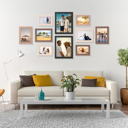 Funtopia Picture Frames, 10 Pack Picture Frames Collage Wall Decor, Gallery Wall Frame Set for Wall or Tabletop Display, Multi-size with 8x10, 5x7, 4x6 Family Photo Frames