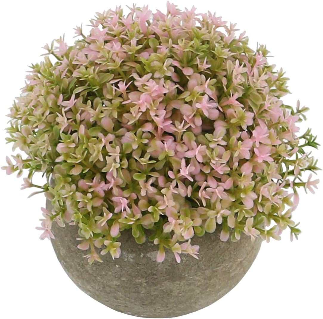 Ogrmar Mini Plastic Faux Plants in Pot/Small Topiary Shrubs Fake Greenery for Bathroom, House Decorations (Green Grass)