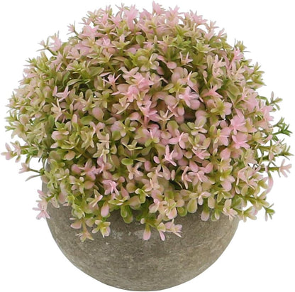 Ogrmar Mini Plastic Faux Plants in Pot/Small Topiary Shrubs Fake Greenery for Bathroom, House Decorations (Green Grass)