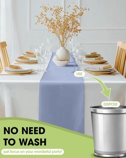 Pureegg Gold Plastic Table Runners - 10 Pack, 14'' x 108'', Water Resistant & Disposable Centerpiece Decorations for Table Cloth, Wedding, Birthday, Holiday, Baby Shower, Party, Home Decor