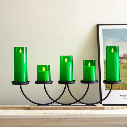 Homemory Gray Flickering Flameless Candles, Battery Operated Acrylic LED Pillar Candles with Remote Control and Timer, Halloween Decor, Set of 5