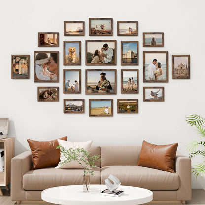 Vittanly 20 Pack Picture Frames Collage Wall Decor, Multi Sizes Including 4pcs 8x10, 8pcs 5x7 and 8pcs 4x6 Photo Frames, Gallery Frame Set for Wall or Tabletop Display, Black, Brown and Dark Grey