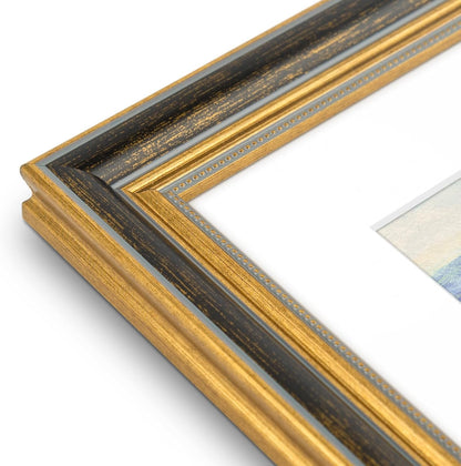 Golden State Art,11x14 Ornate Picture Frame for 8x10 Photo with Mat or 11 x 14 Prints without Mat,Real Glass Wall Display(Color:Green Gold)