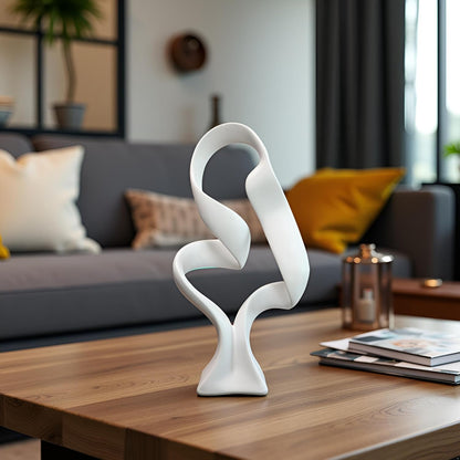 10" Modern Abstract Ribbon Decorative Sculpture, Knot Sculptures,Home Decor,Coffee Table Statues,Dining Living Room Desk Decor（White）