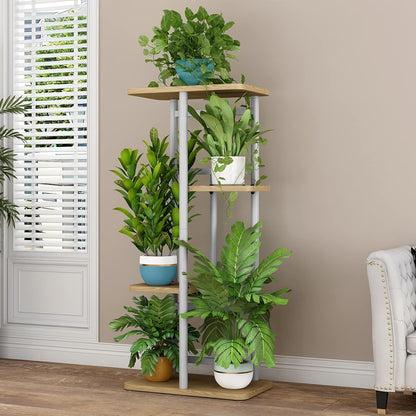 LINZINAR Plant Stand Indoor 4 Tier 5 Potted Multiple Plant Shelf Stands for Garden Corner Balcony Living Room Black