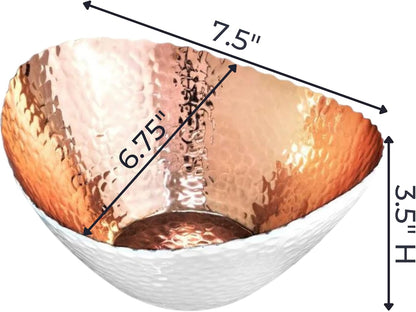 Monarch Abode Decorative Bowl for Home Decor – 7.5-Inch Black and Copper Plated Hand Hammered Key Bowls for Entryway Table, Fruit & Potpourri Bowl for Centerpiece, Modern Catch All Key Holder Bowl