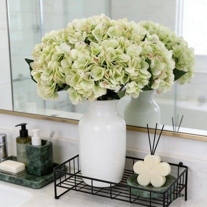 Kimura's Cabin 6pcs White Hydrangea Artificial Flowers Silk Fake Hydrangeas Faux Hydrangea Flowers with Stems for Wedding Bouquets Arrangement Home Table Centerpieces Baby Shower Party Decoration