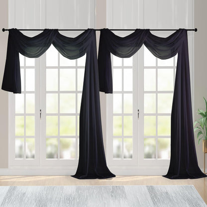 Chyhomenyc Sheer White Valances for Windows 2 Pack, Small Window Curtains for Living Room Bathroom Cafe Laundry Basement, Modern Top Dual Rod Pocket Voile Curtain, 42W x 14L inches, White - Colors B