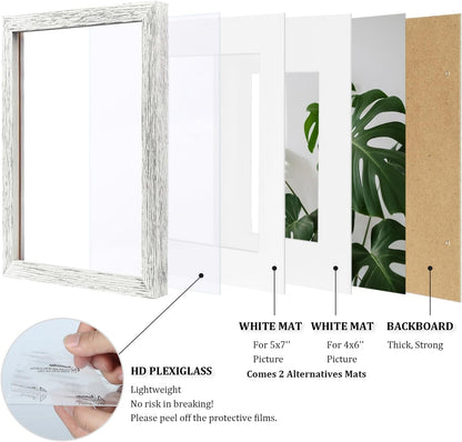 Egofine 8x10 Picture Frames Set of 4, Made of Solid Wood Covered by Plexiglass 4x6 and 5x7 with Mat or 8x10 without Mat, for Table Top Display and Wall Mounting Photo Frame Black