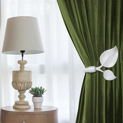 HIKMLK Leaf Shaped Curtain Tieback Holdbacks 2pcs, Handmade Metal Curtain Side Holders for Wall, Curtain Hook Pull Backs for Drapes Window Decoration