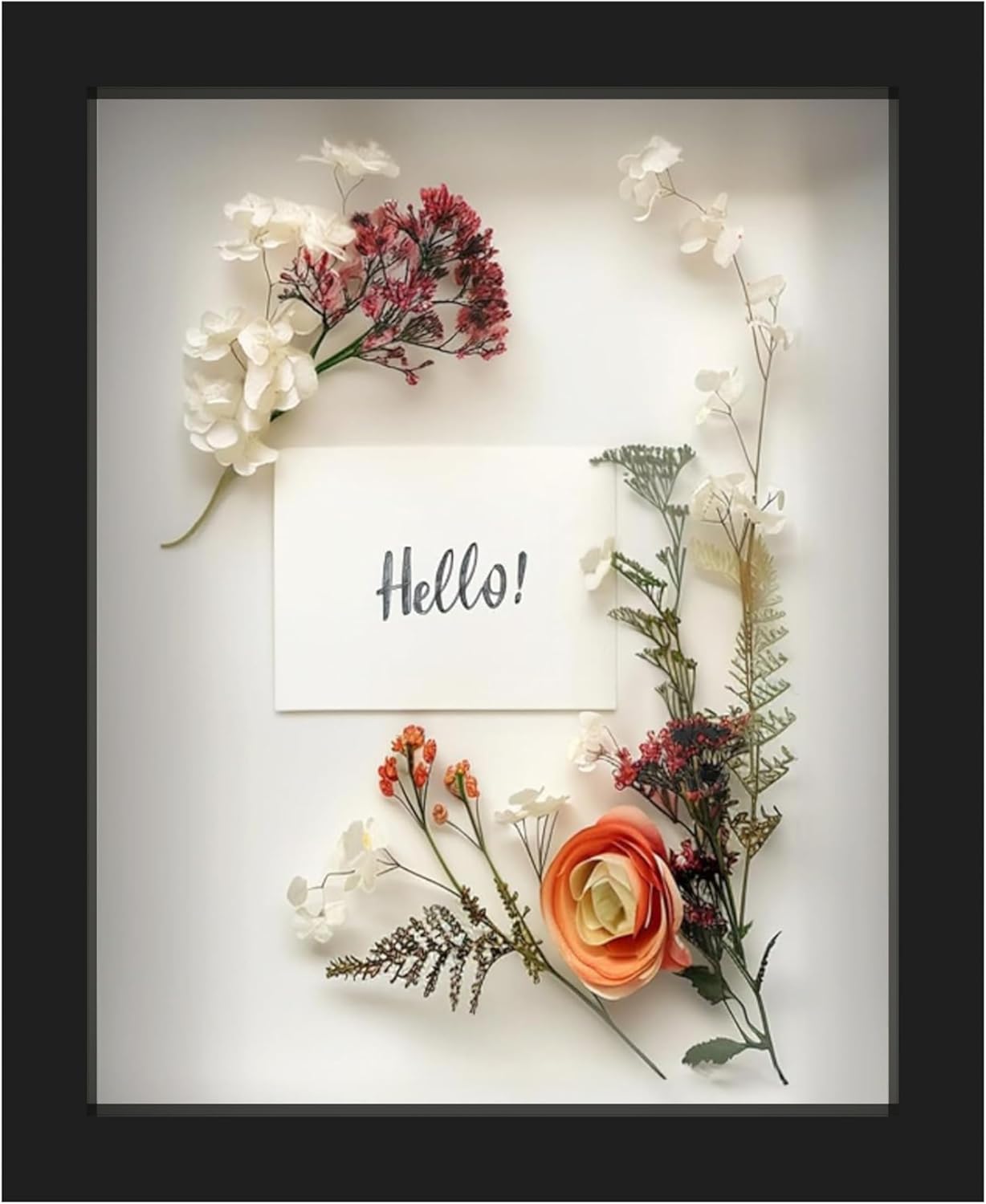 FrameWorks 11” x 14” Dark Oak Wooden Shadow Box Frame – Display Case with Soft Felt Back, Memory Box with Tempered Glass, Display Box with Elegant White Ball Push Pins, Wooden Flower Box