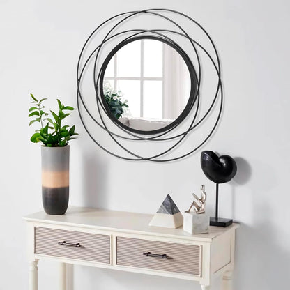 Gold Sunburst Mirrors for Wall Decorative Metal Round Art Mirrors Large Wall Decor Hanging Mirror for Bathroom Bedroom Living Room Vanity Entryway 16"