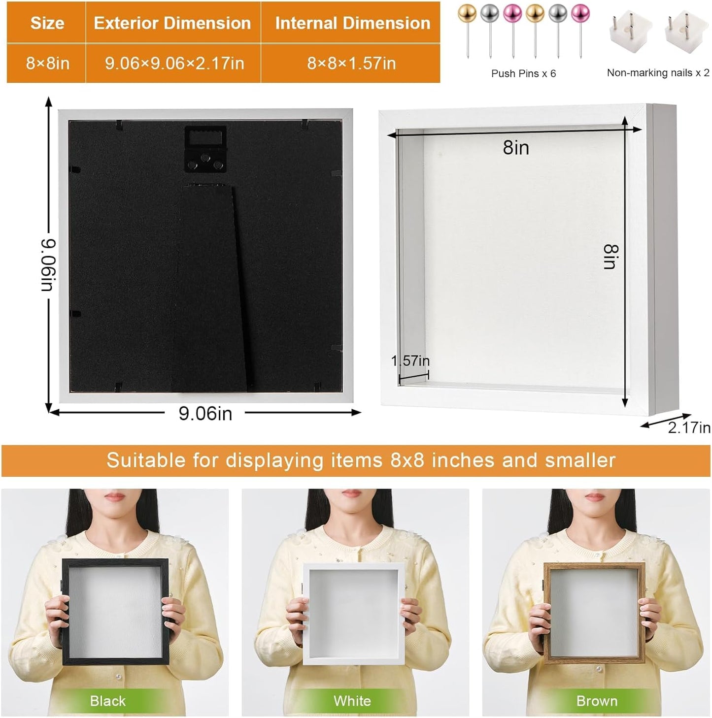 8x10 Deep Shadow Box Picture Frame Display Case with Linen Back and Stand,Real Glass Black Shadow Memory Box Frame 8x10 for Flower Baby Pet Wedding Photo Art Craft Memorial Wall Decor Gift