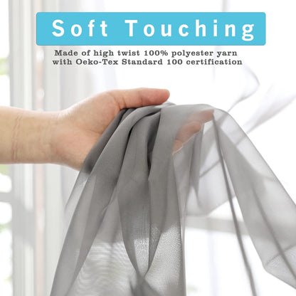 OWENIE Sheer Curtains 84 inches Long 2 Panels Set for Living Room/Bedroom, Rod Pocket Voile Sheer Panel Drapes, White, 2pcs, Each 42" W x 84" L - Colors A