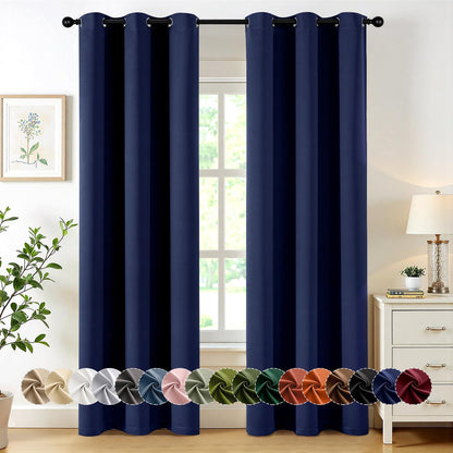 MIULEE Blackout Curtains for Bedroom Living Room 2 Panels, Thermal Insulated Room Darkening Drapes Grommet Noise Reducing Light Blocking Window Treatments 63 Inches Long 40x63 Inch Black - Colors A