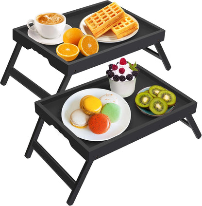 Artmeer Bed Tray Table with Folding Legs,Bamboo Breakfast in Bed for TV Table, Laptop Computer Tray,Eating,Snack Tray(Bamboo)