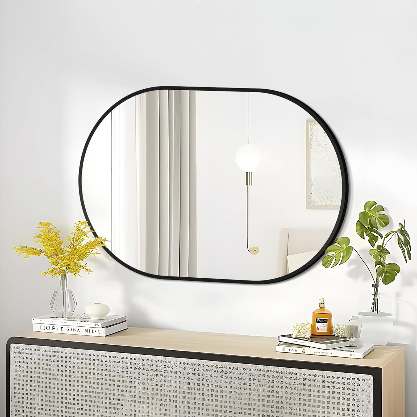 Fabuday Black Arch Bathroom Mirror for Wall - 20x28 Arched Mirror for Over Sink, Metal Framed Mirror for Hanging in Living Room, Bedroom, Entryway, Hallway