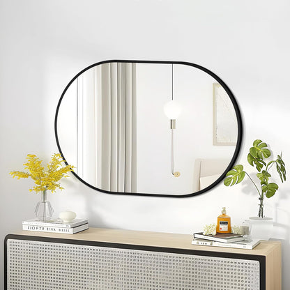 Fabuday Black Arch Bathroom Mirror for Wall - 20x28 Arched Mirror for Over Sink, Metal Framed Mirror for Hanging in Living Room, Bedroom, Entryway, Hallway