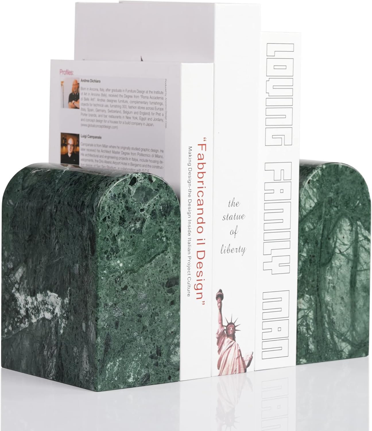 Koville African Natural Marble Bookends for Shelves, Non-Slip Book Ends, 13LBS Ultra Heavy Duty Marble Book Holder Organizer, Apartment Decor for Movies/CD/Video Games(Namib Fantasy)