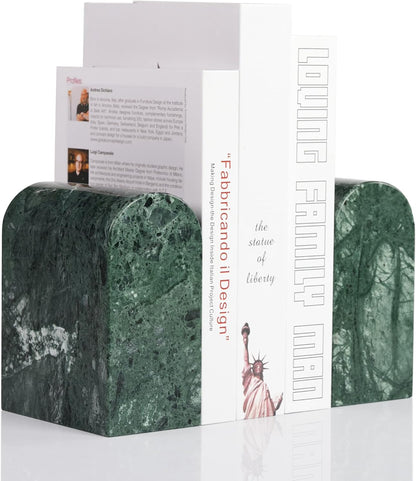 Koville African Natural Marble Bookends for Shelves, Non-Slip Book Ends, 13LBS Ultra Heavy Duty Marble Book Holder Organizer, Apartment Decor for Movies/CD/Video Games(Namib Fantasy)