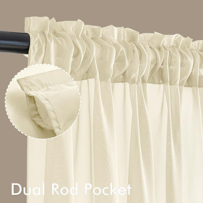 MIULEE White Sheer Curtains 84 Inches Long, 4 Panels Set, Light Filtering Rod Pocket Voile Drapes for Living Room and Bedroom, Airy Soft Fabric Window Treatments, 42 x 84 Inches