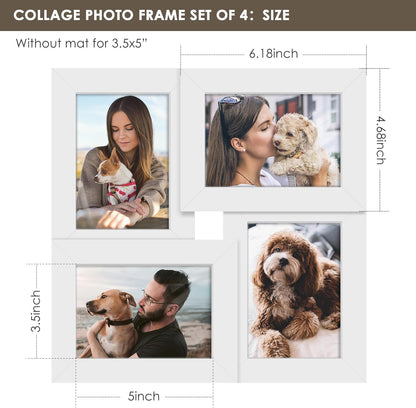 DUENPY 4x6 Collage Picture Frame Tempered Glass Front, Displays Four 4x6 Photo, Family Photo Collage Frame, Wall Decor Wall Hanging or Tabletop, Brown