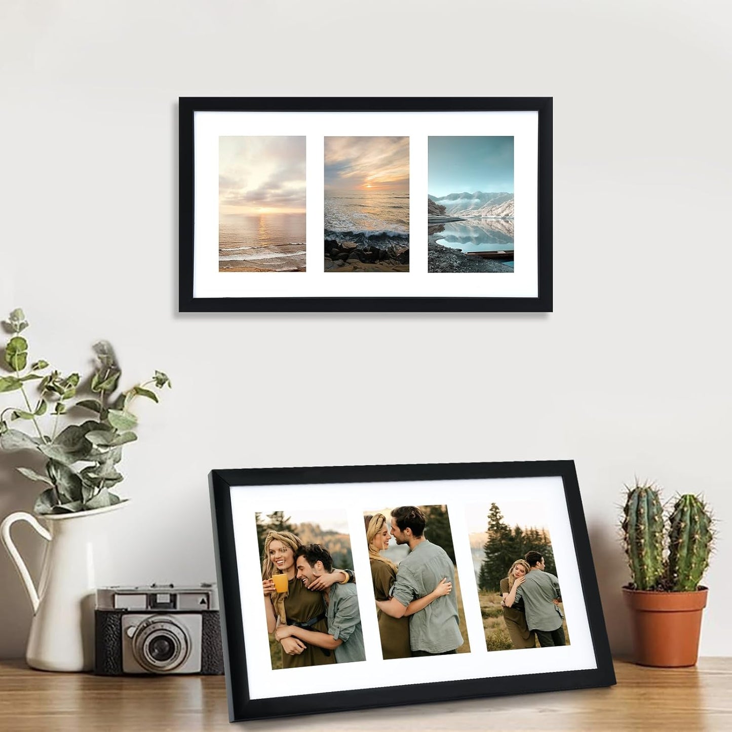 Fixwal Collage Picture Frame with Clear Plexiglass, Displays 5pcs 4x6 Photos or Use as One Frame for Gallery Wall Decor, Signature Collection, Black