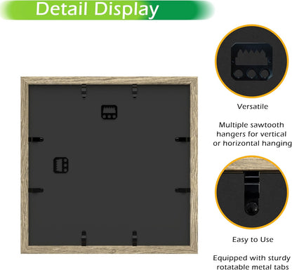 FrameWorks 11” x 14” Dark Oak Wooden Shadow Box Frame – Display Case with Soft Felt Back, Memory Box with Tempered Glass, Display Box with Elegant White Ball Push Pins, Wooden Flower Box