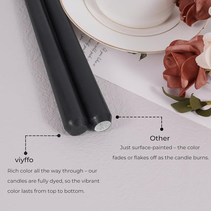 Viyffo Taper Candles, 10 Inch, 4 Pack, Olive Glow – Unscented, Dripless & Smokeless Design, Up to 8 Hour Burn – Long Tall Taper Candlesticks for Wedding, Dinner & Home Decor