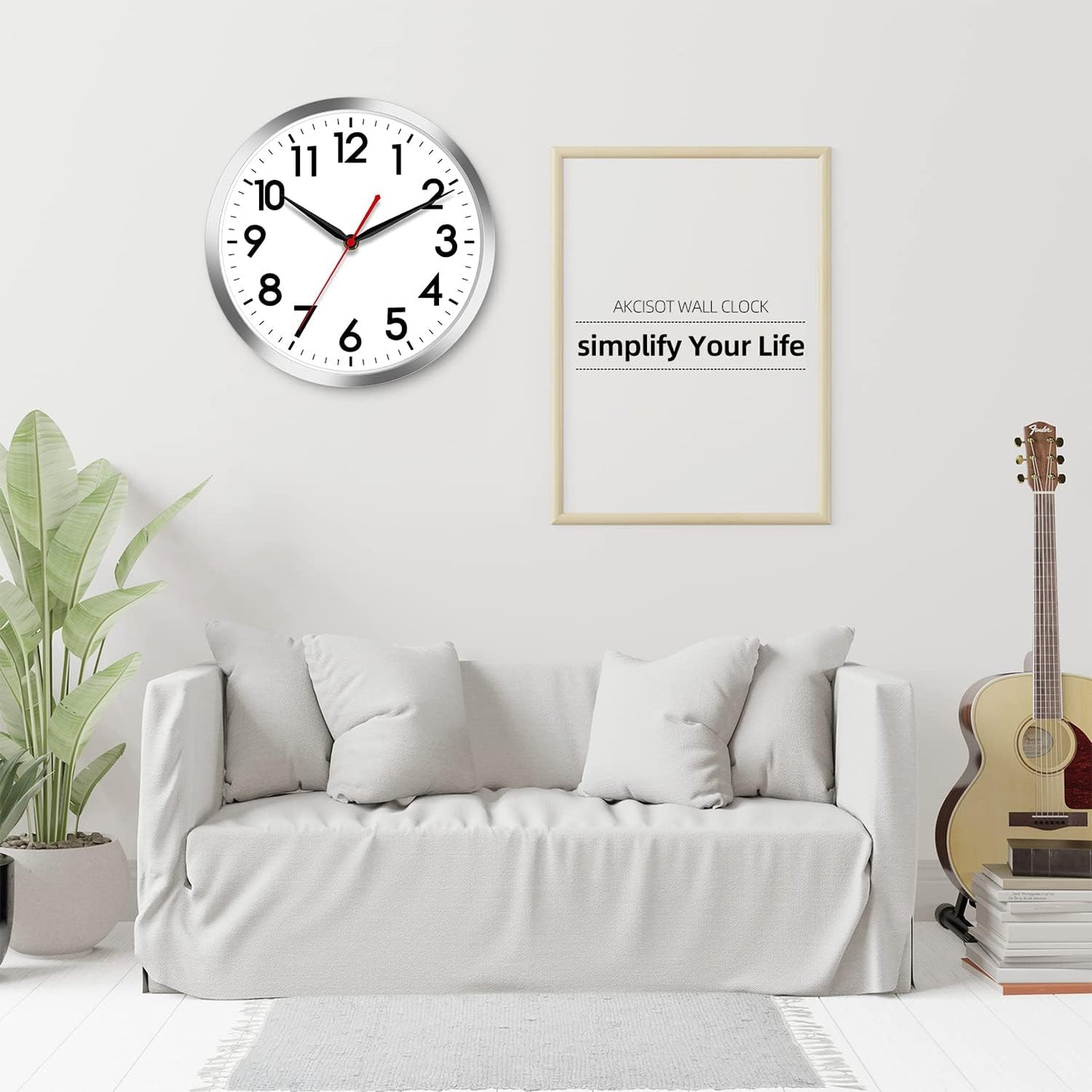 AKCISOT Wall Clock, Modern Small Wall Clocks Battery Operated 8 Inch, Silent Non-Ticking Analog Classic for Office, Home, Bathroom, Kitchen, Bedroom, School(Black)