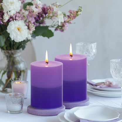 KONNI Coffee Layered Pillar Candles Set of 3, 3"x 4" Unscented Pillar Candles Bulk, 39 Hours Long Burning Candles, Smokeless&Dripless Round Candle for Wedding, Home Decoration, Parties, Spas, Dinner