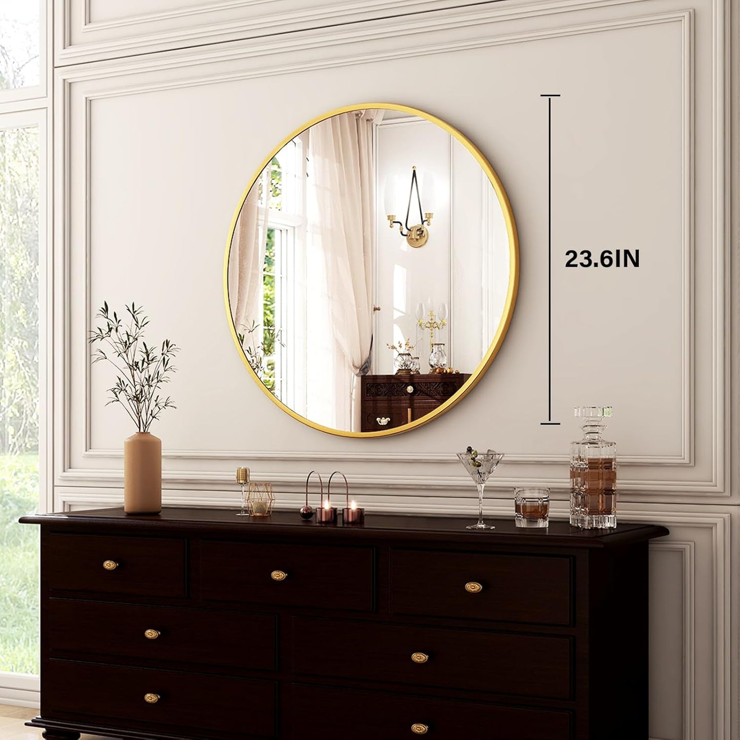 HARRITPURE Round Mirror 30 Black Wall Mounted Circle Mirrors Vanity Mirror with Brushed Aluminum Alloy Frame Modern Decoration for Bathroom, Living Room, Vanity, Bedroom, Entryway