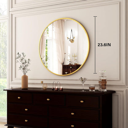 HARRITPURE Round Mirror 30 Black Wall Mounted Circle Mirrors Vanity Mirror with Brushed Aluminum Alloy Frame Modern Decoration for Bathroom, Living Room, Vanity, Bedroom, Entryway