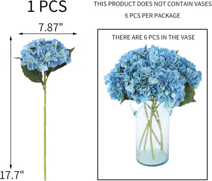 Kimura's Cabin 6pcs White Hydrangea Artificial Flowers Silk Fake Hydrangeas Faux Hydrangea Flowers with Stems for Wedding Bouquets Arrangement Home Table Centerpieces Baby Shower Party Decoration