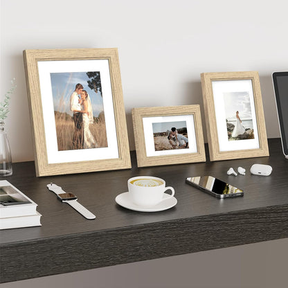 Povrgive Picture Frames, Made of Real Glass and Wooden Frame, Gallery Photo Frames Set of 10 for Collage Wall Decor, Multi Sizes Including 8x10, 5x7, 4x6 for Mounting or Tabletop Display, Wood
